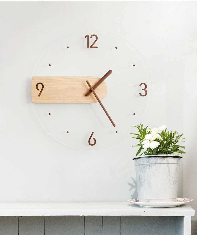 Nordic Solid Wood Silent Wall Clock (35cm)