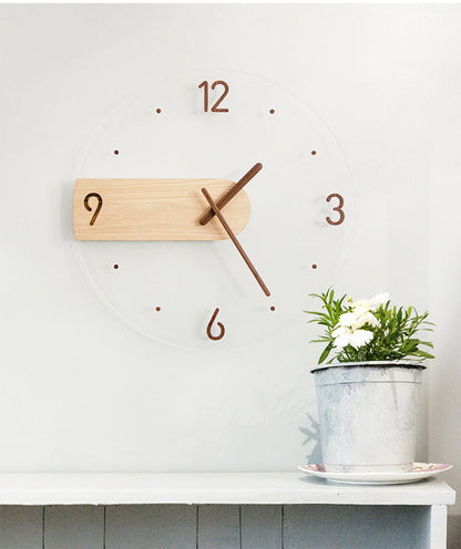 Nordic Solid Wood Silent Wall Clock (35cm)