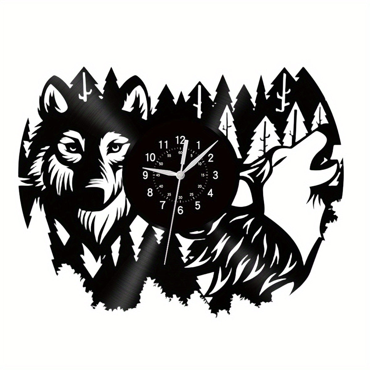 Wolf Jungle Themed Silent Wall Clock – Wilderness Design