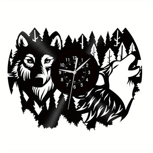 Wolf Jungle Themed Silent Wall Clock – Wilderness Design
