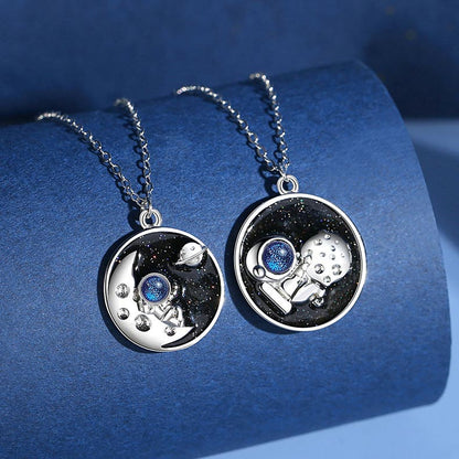 Personalized Couple Necklaces Set for Space Fans
