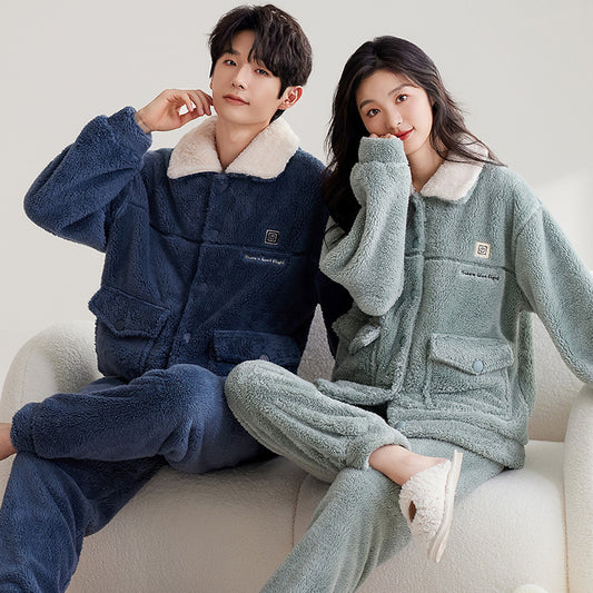 4-Piece 100% Flannel Winter Pajamas for Couples