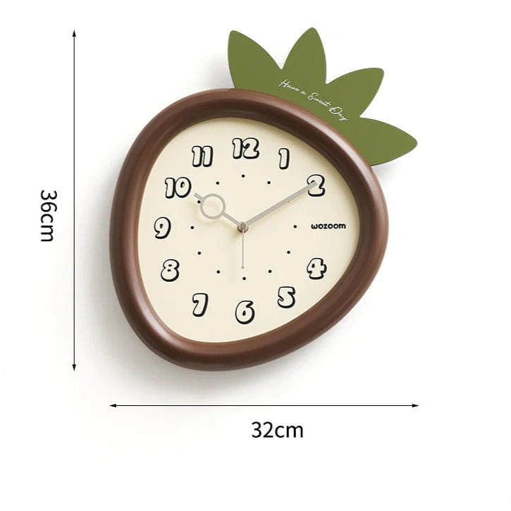 Strawberry Kids Silent Wall Clock – Cute Non-Ticking