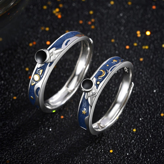 Spaceman Galaxy Couple Rings Set for Two