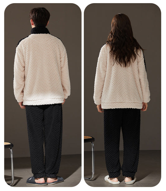 Matching Flannel Couples Pajamas Set for Winter