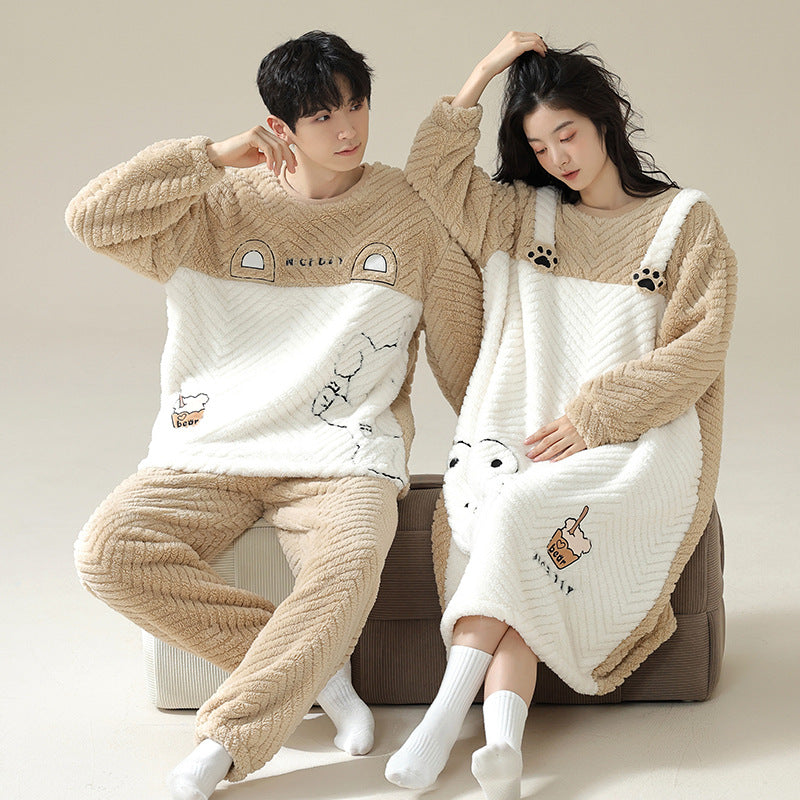 Warm Fleece Matching Couples PJs Set