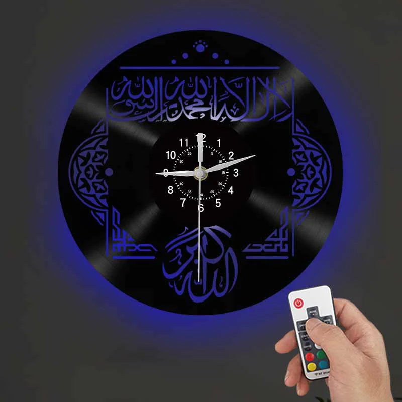 Kalma Tayyaba Islamic Silent Clock – Recycled Vinyl Record Design
