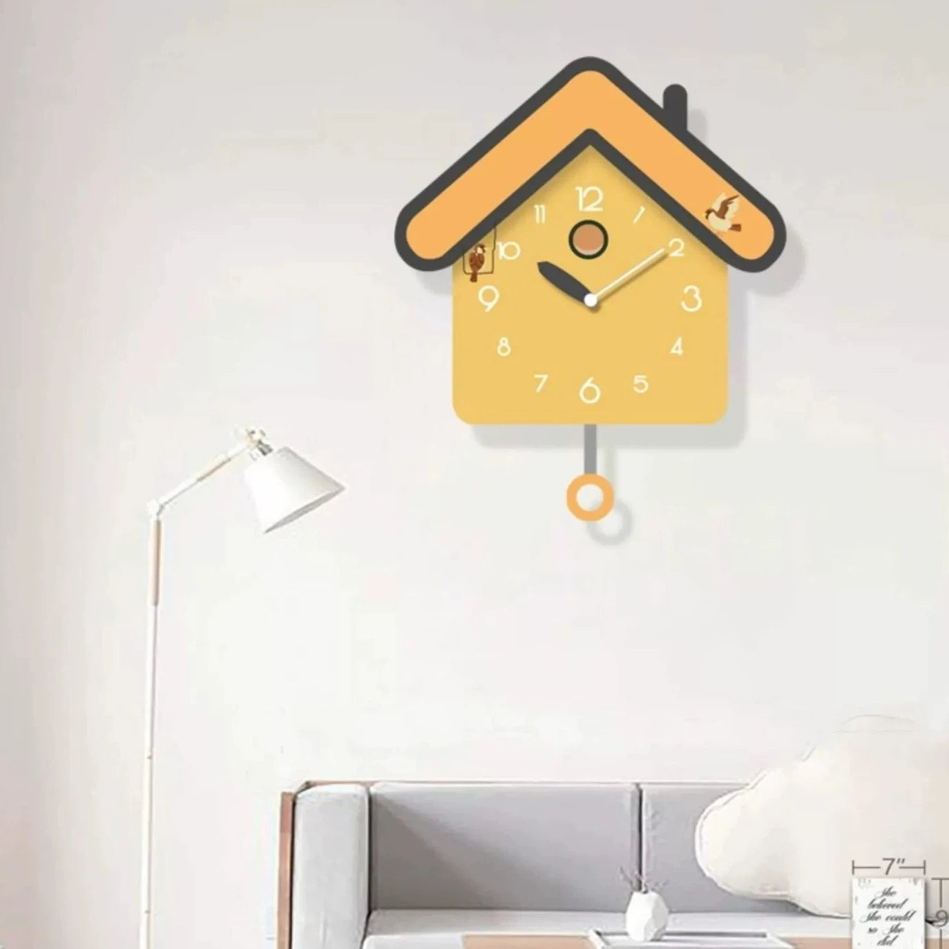 Cute Hut Shaped Silent Pendulum Wall Clock