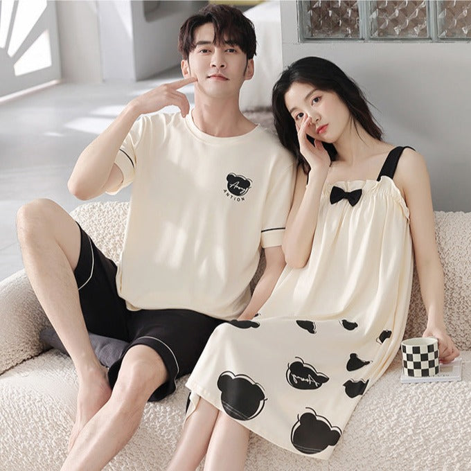 Summer Cotton Bear Pyjamas Set for Couples