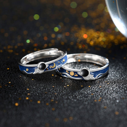 Spaceman Galaxy Couple Rings Set for Two