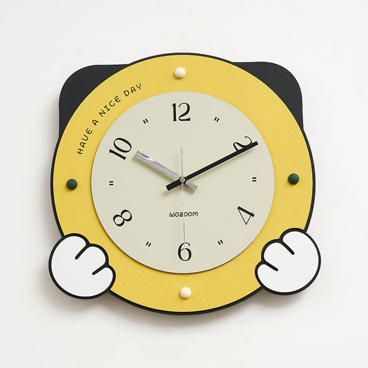 Cute Cartoon Silent Wall Clock for Kids Bedroom