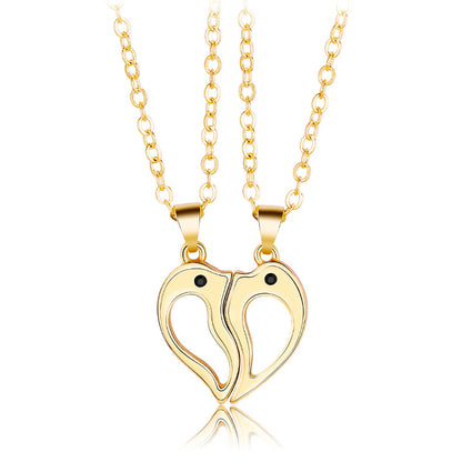 Engravable Half Hearts Magnetic Necklaces for Couples