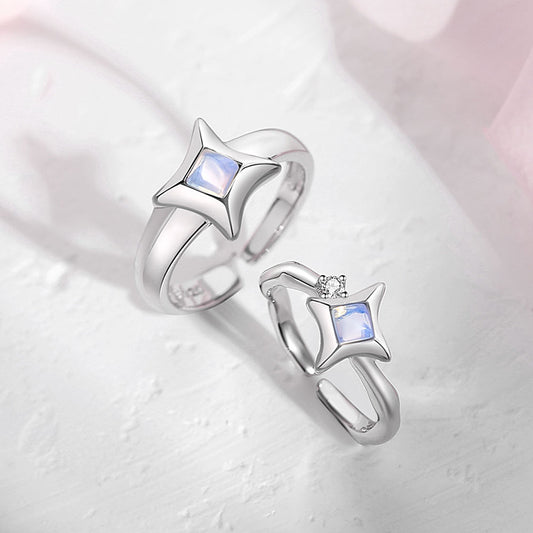 Custom Matching Celestial Couple Rings Set Opal Stone