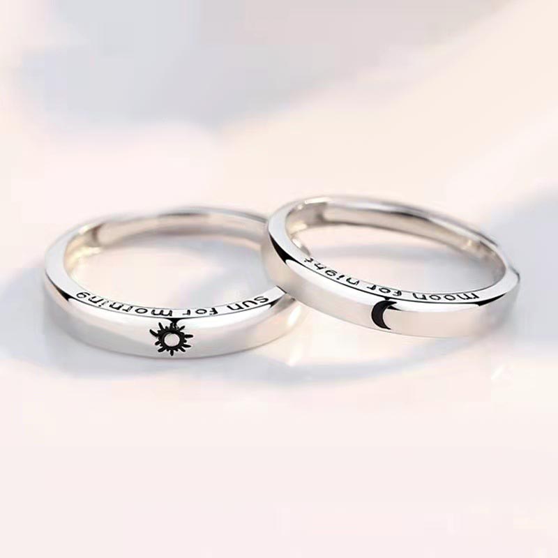 Sun and Moon Couple Promise Rings Set