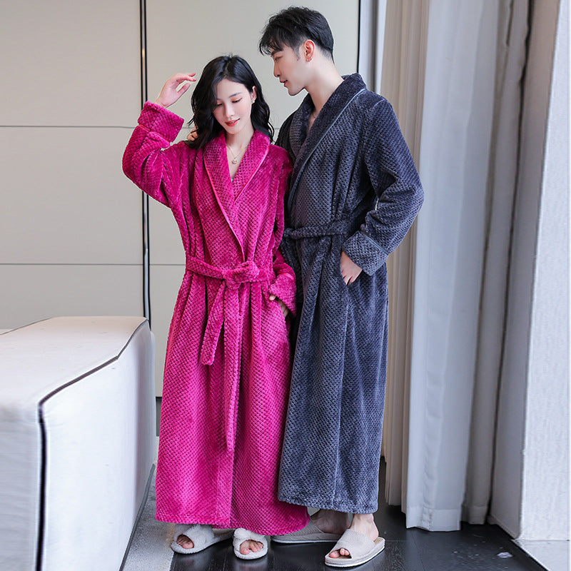 2-Piece Thickened Flannel Winter Robes for Couples