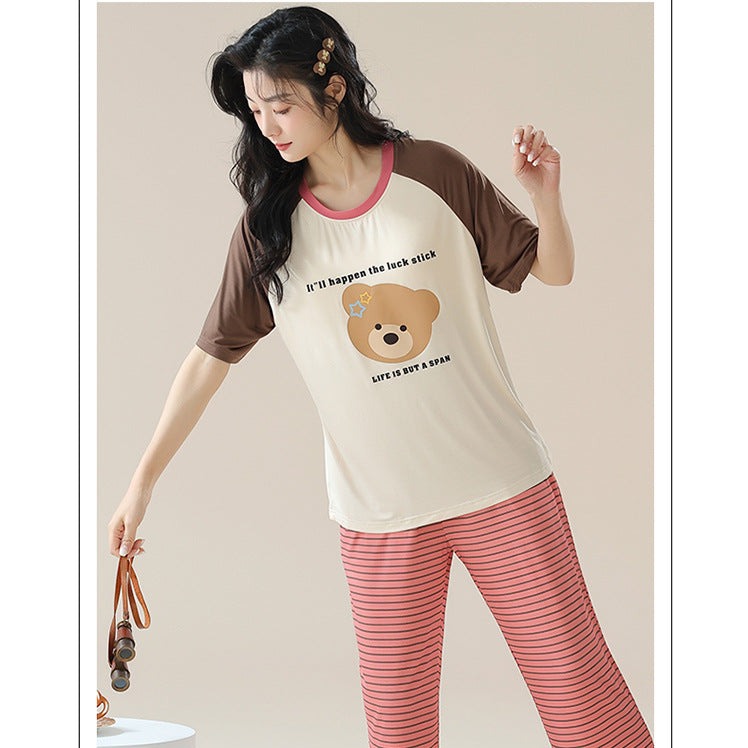 Cute Bear Cotton Pajamas Set for Women