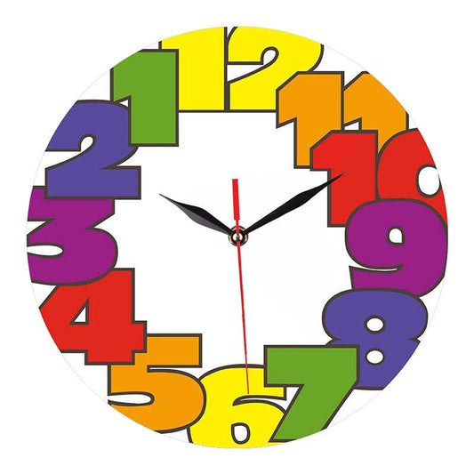 Funky Numbers Silent Kids Wall Clock — 12" Acrylic