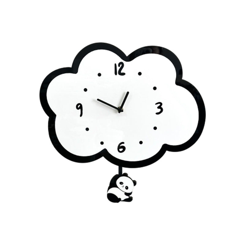 Cute Panda Pendulum Silent Clock — Kids’ Bedroom Wall Clock (30×30 cm)