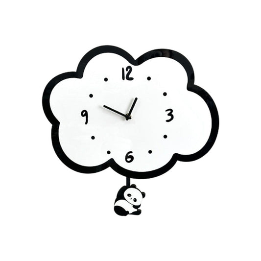 Cute Panda Pendulum Silent Clock — Kids’ Bedroom Wall Clock (30×30 cm)