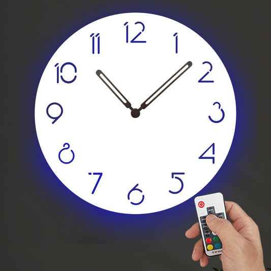 Atmospheric LED Light Silent Wall Décor Clock – Modern Minimalist with Remote Control