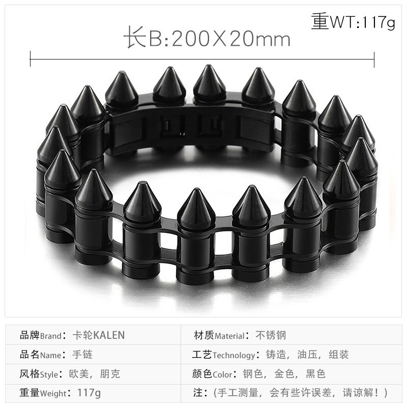 Bikers Style Bullets Mens Bracelet 20cm