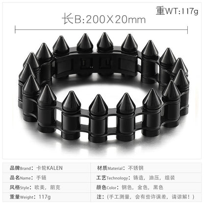 Bikers Style Bullets Mens Bracelet 20cm