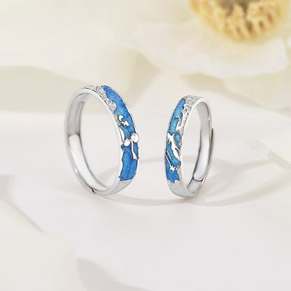 Romantic Starry Night Rings Set for Couples