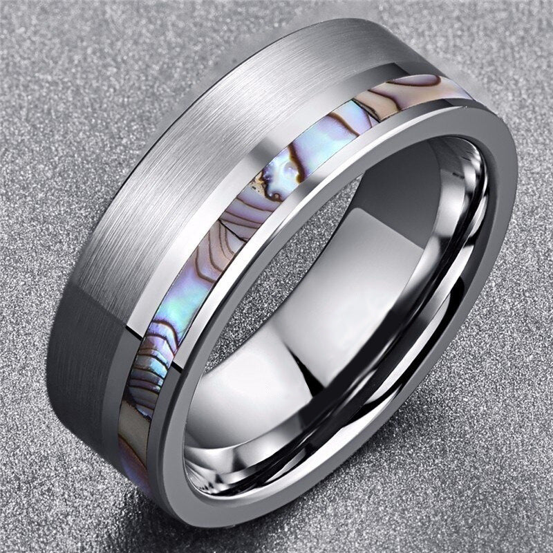 Custom Name Mens Wedding Band Tungsten