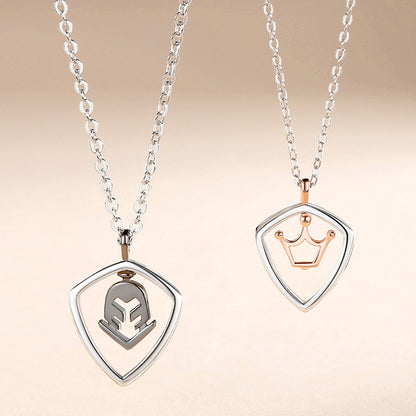 Knight Princess Crown Couple Necklaces Set for 2