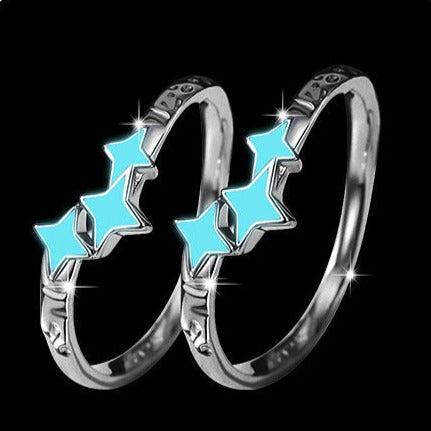 Luminous Stars Rings Set - Solid Sterling Silver - Adjustable Size