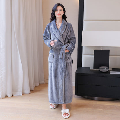 2-Piece Thickened Flannel Long Robes for Couples