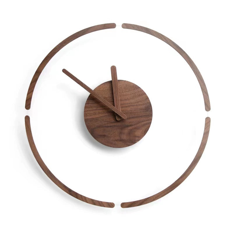 Nordic Transparent Analog Silent Wooden Wall Clock Brown