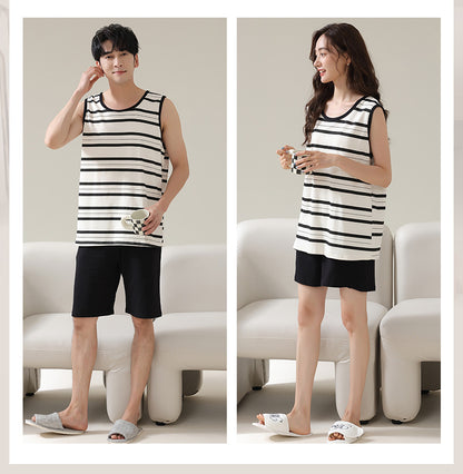 Matching Couple Sleeveless Pajamas Set