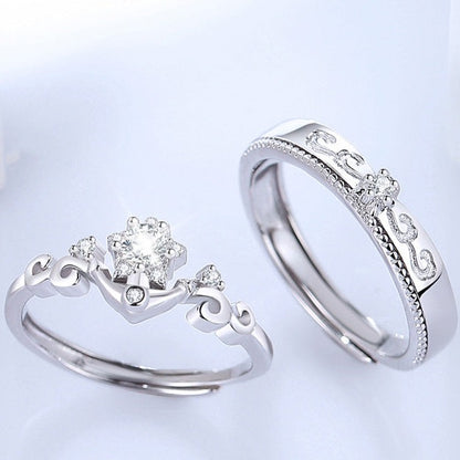 Matching Zirconium Couple Rings Set - Adjustable Size