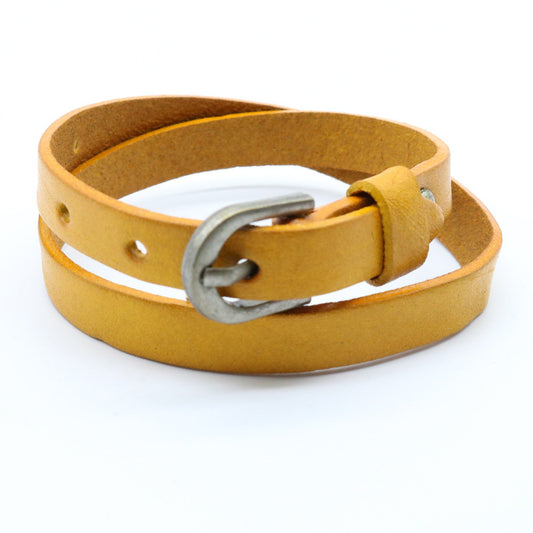 Double Wrap Mens Bracelet 22cm Leather