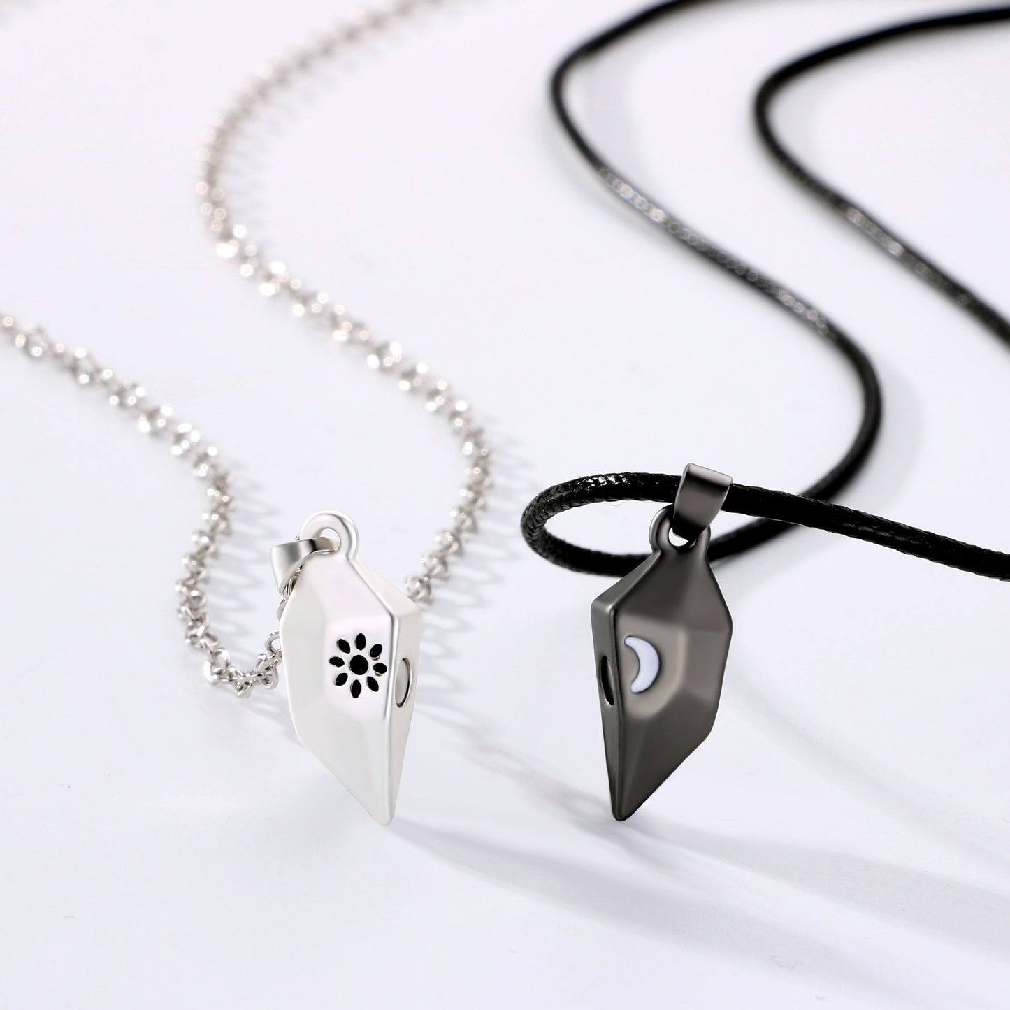 Custom Magnetic Hearts Sun and Moon Couple Jewelry Set