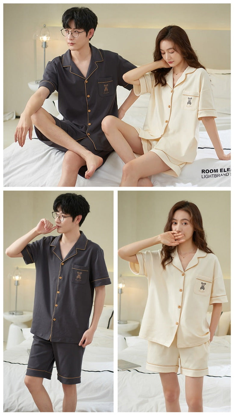 Matching Short Sleeves Sleepwear Pajamas for Couples