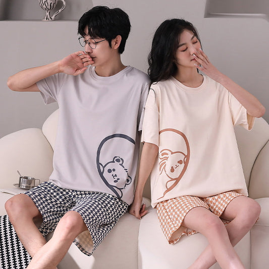 Matching Cotton Summer Sleepwear Set for Couples