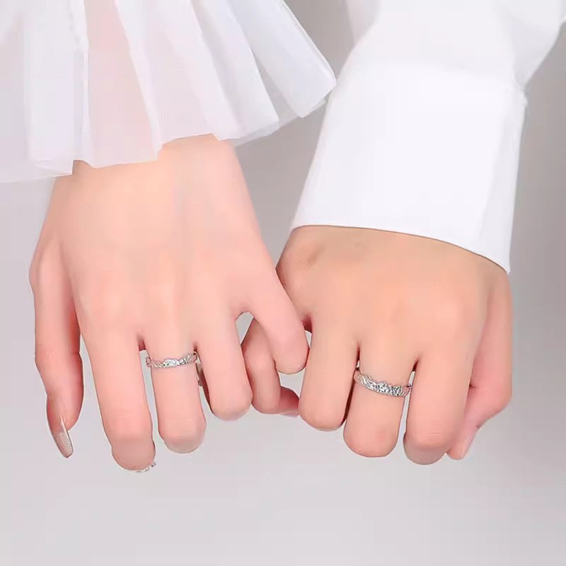 Unique Wavy Wedding Rings Matching Set