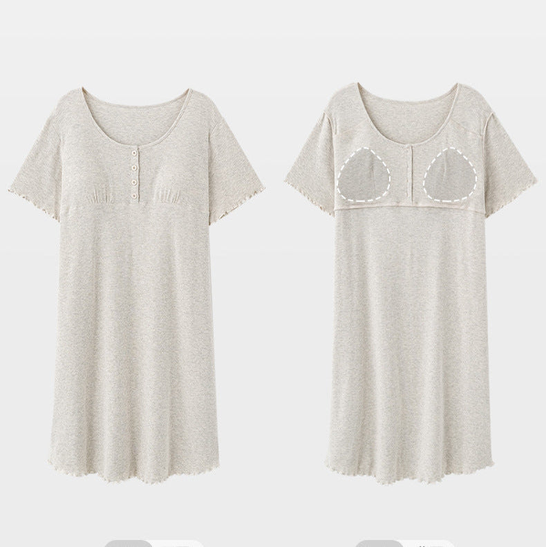 Padded Bra Long Shirt Maternity Sleepwear