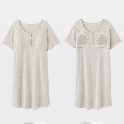 Padded Bra Long Shirt Maternity Sleepwear