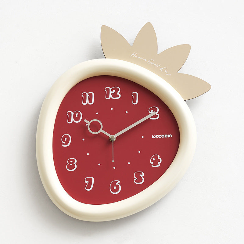 Strawberry Kids Silent Wall Clock – Cute Non-Ticking