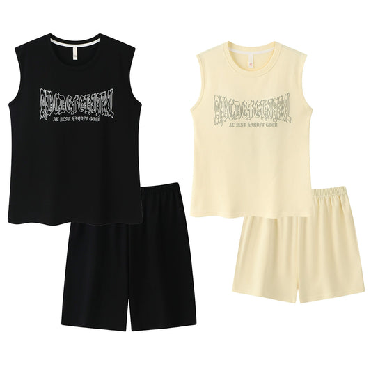 Sporty Graphic Sleeveless Couple Lounge Set