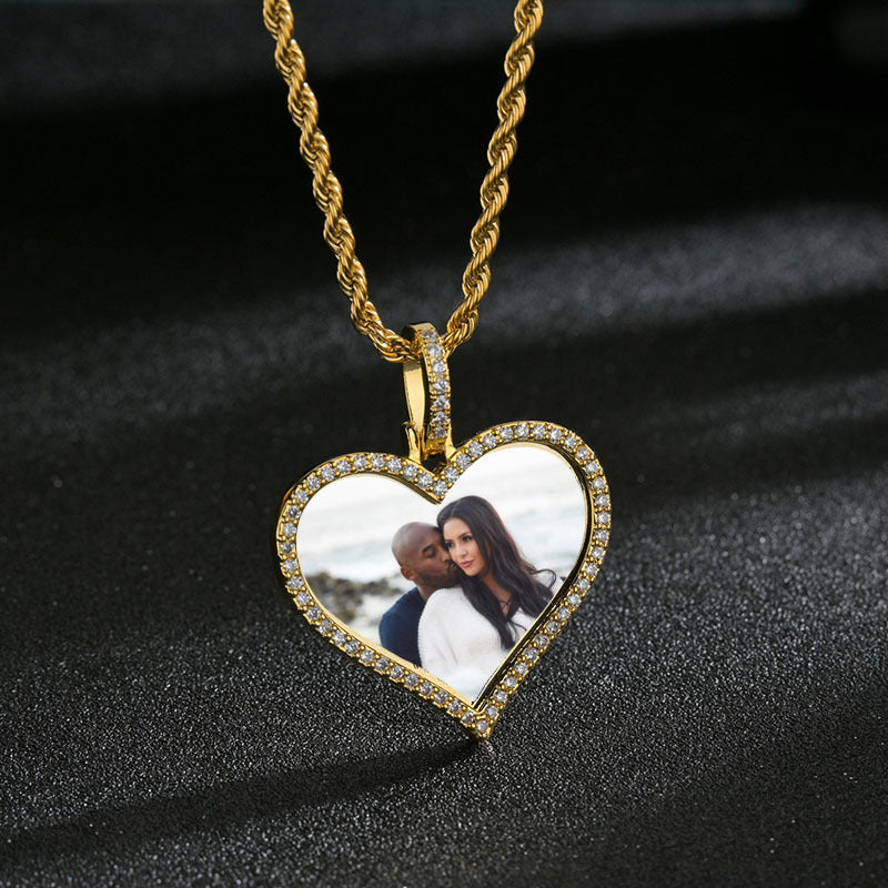 Heart Shaped Personalized Photo Print Necklace