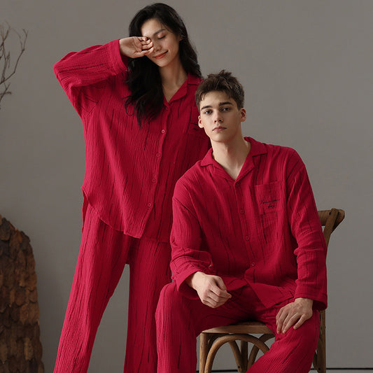 Red Christmas Pajamas Set for Couples - A-grade Cotton