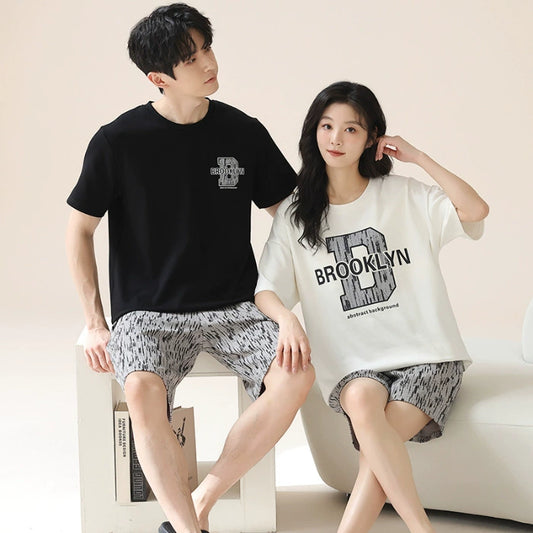 Brooklyn Couple PJs - Matching Cotton Summer Set
