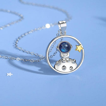 Engraved Couple Necklaces Set for Space Fans