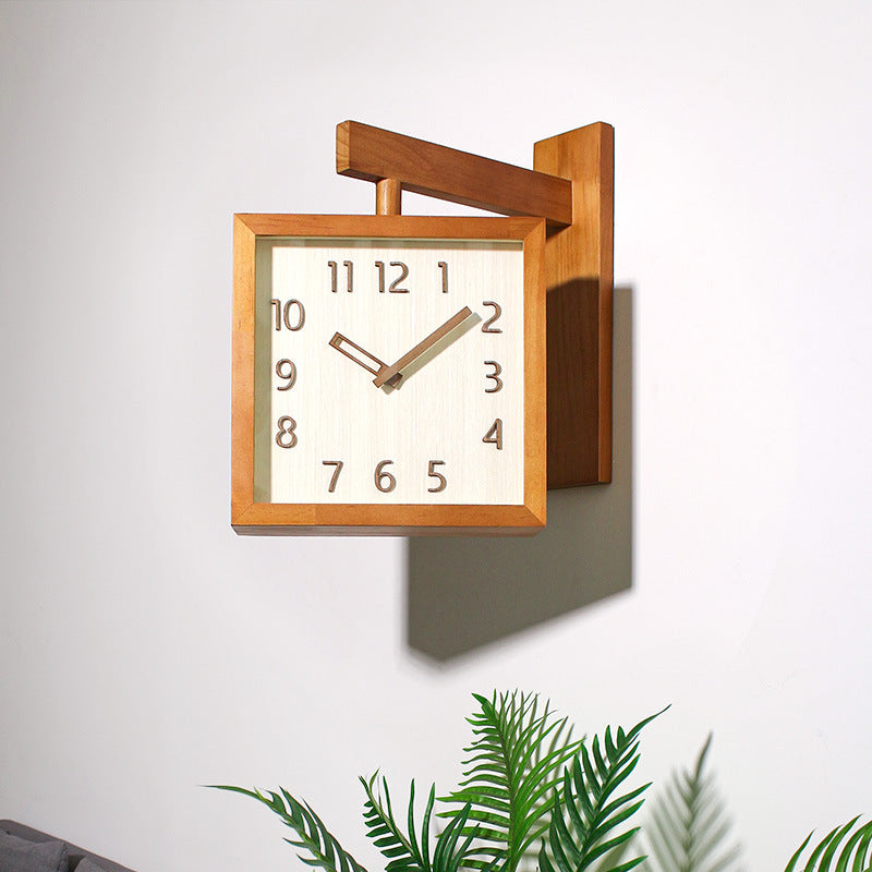 Wall Corner Two-Sided Wooden Analogue Wall Clock