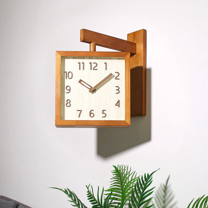 Wall Corner Two-Sided Wooden Analogue Wall Clock