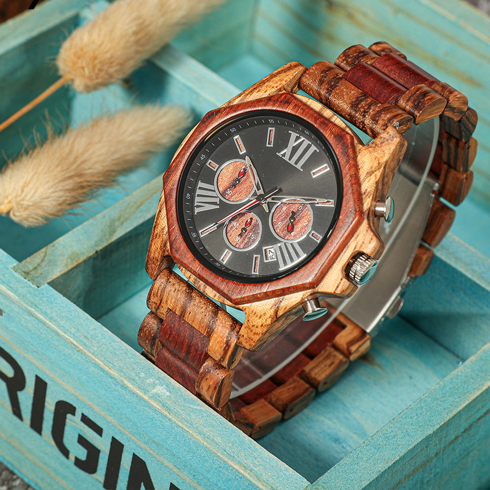 Wooden Quartz Mens Watch Gift